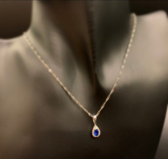 10K CZ Stone Tear Drop Pendant,White Gold Tear Drop Pendant,CZ Stone Oval Pendant,Birth Stone Pendant, Womens stone pendant, Tear Drop Charm