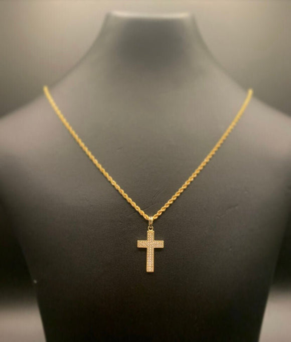 10K Cubic Zirconia Cross Pendant, Gold Cross Pendant, 10K Cross Pendant, Gold Cross Charm, Cubic Zirconia Gold Cross, Mens 10K Cross,Cross