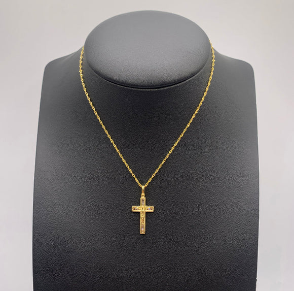 10K Cross Pendant, Gold Cross Pendant, CZ Stone Cross Pendant, Cross Charm, Gold Jesus Pendant, Jesus Pendant, 10K Cross With Jesus Charm